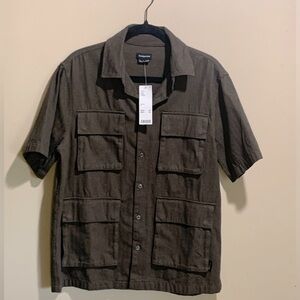 Men’s Standard Cloth Brown Button Up Utility Shirt size S NWT